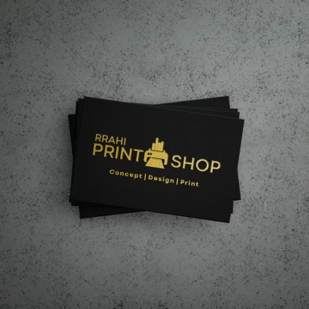 gold foil on black visitng card